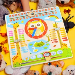 Montessori brinquedos de madeira do bebê tempo temporada calendário relógio tempo cognição pré escolar educação auxiliares ensino brinquedo para crianças