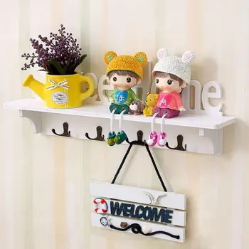 

Coat Rack Wall Mounted Wall Coat Hooks with Decorations Entryway Coat Racks Shelf with 4 Hooks