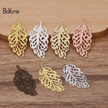 

BoYuTe (100 Pieces/Lot) 17*34MM Metal Brass Filigree Leaf Charms Diy Hand Made Jewelry Findings Components