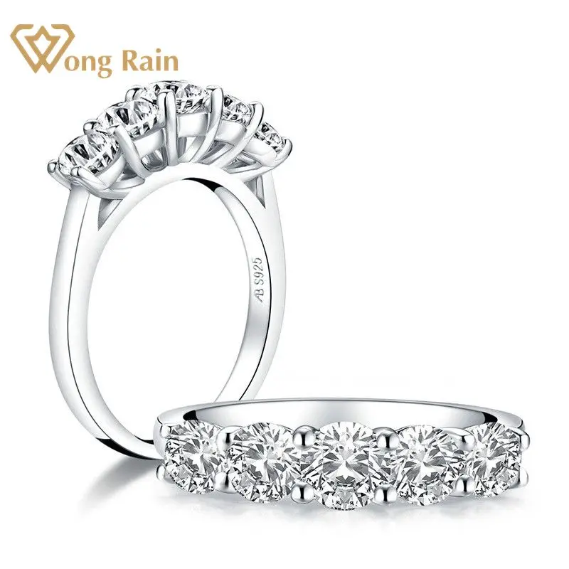 Wong Rain 100% Стерлинговое Серебро 925 пробы круглая огранка созданное из моиссанита