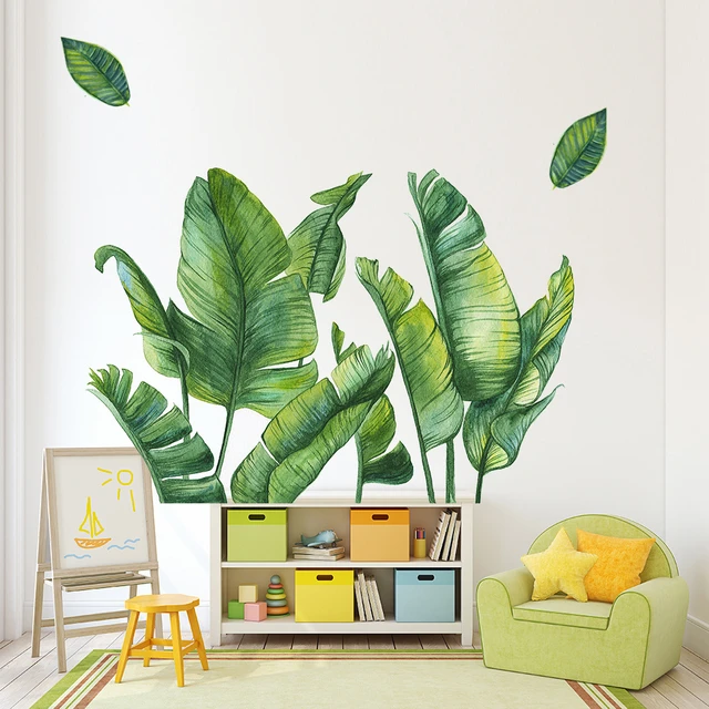 Tropical Vert Feuillage Feuilles Plante Autocollant Mural Vinyle Décalque  Maison