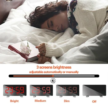 

Rectangle Decoration Home FM Radios Wake Up With Light Digital Bedroom Alarm Clock LED Display Desktop Time Memory USB Charging