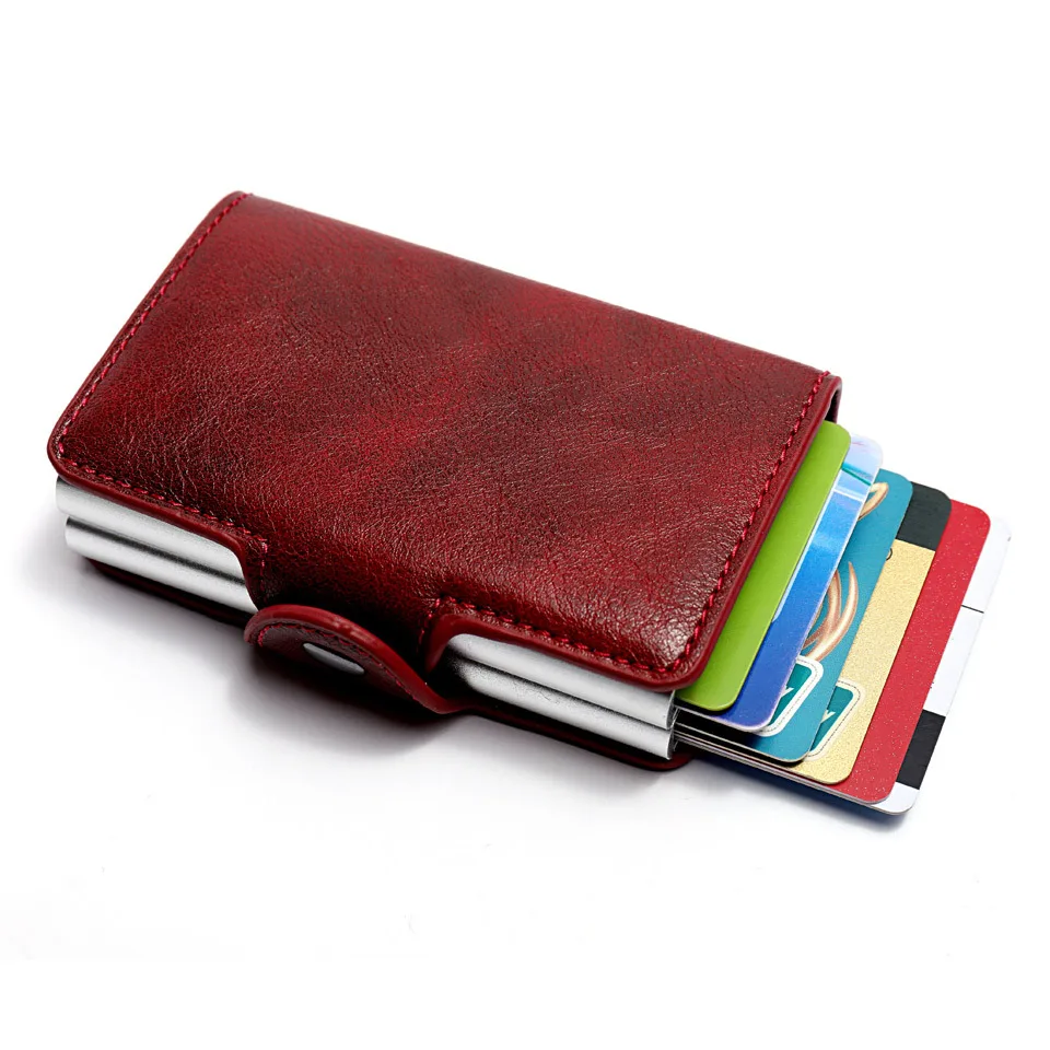 Gemeer Анти Rfid защита для мужчин и женщин ID держатель для кредитных карт кошелек металлический кожаный алюминиевый бизнес Банк чехол для кредитных карт