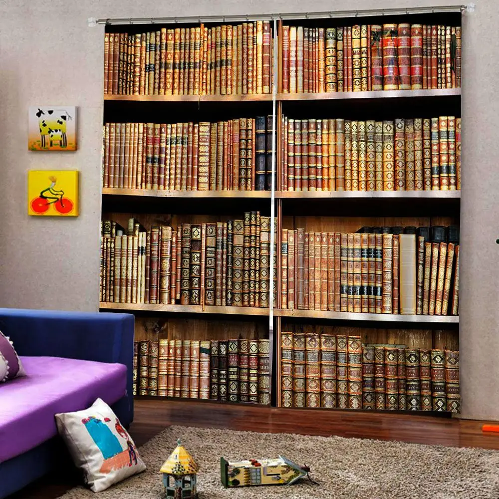 Настройка фото 3d шторы креативная книжная полка оконная занавеска гостиная спальня окна товары для дома шторы