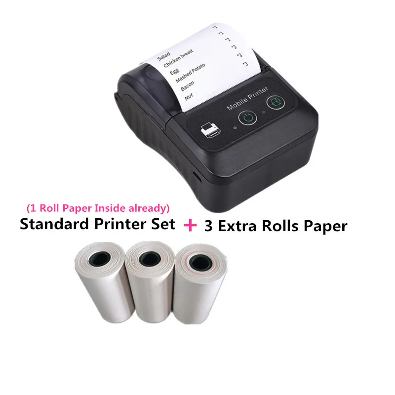 portable instant photo printer Mini Portable Bluetooth Thermal Printer 58mm for Android & iOS Handheld Wireless Thermal Receipt Printers Label Imprimante Papel mini phone printer Printers