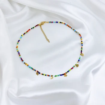 

Bohemian Handmade Rainbow Beads Choker Necklace Boho Candy Color Bead Satellite Necklace Women Fashion Jewelry Necklaces