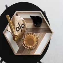 Скандинавские шестиугольные украшения для лотков десертный поднос деревянный десерт торт поднос для кофе ключ разное Органайзер настольный декор