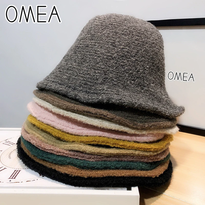 OMEA, шапка из альпаки, женские фетровые шапки, шерстяная женская зимняя шапка-ведро, одноцветная Шапка-бини из шерсти альпаки, зимние аксессуары