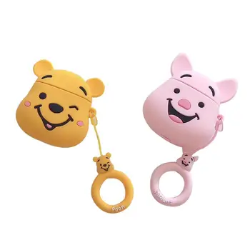 

Cute Cartoon Animal Pattern Soft Silicone Protective Cover Shockproof Case Skin with Lanyard for Airpods 1/2 Charging Box