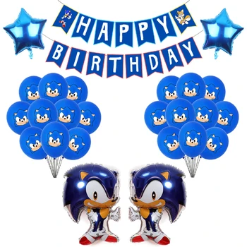 

Sonic Latex balloons the Hedgehog foil Ballons kids Super Hero Sega Game Fans Anime theme party Happy Brithday banner Decoration