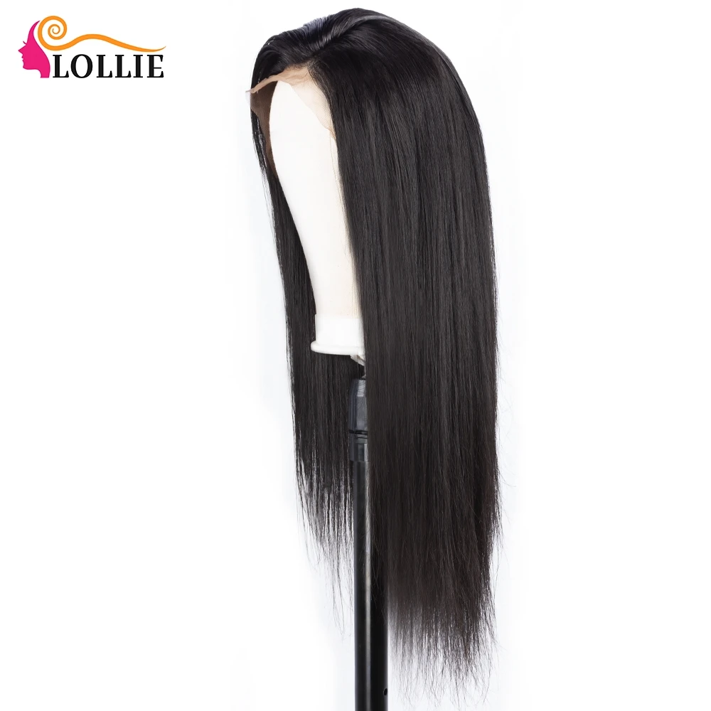 Dianteira do Laço em Linha Peruca de Cabelo em Linha Perucas de Cabelo Humano em Linha Lollie Peruca Reta Natural 13x4 Pré Arrancadas Cor 13 Apliques com cabelo humano