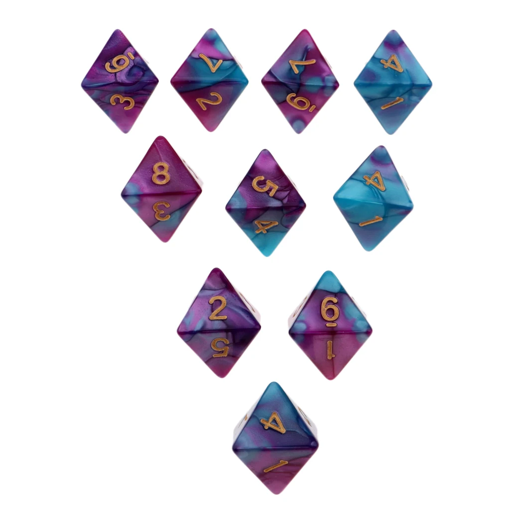 10 Pieces Polyhedral Dice Set Multi-sided Dice D8 for TRPG D& Dragons Game 8-sided Dice Set 