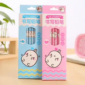 

4 pcs/box Cartoon Molang Rabbit Wooden Pencil Standard Pencils Writing Drawing Tool School Office Supply Student Stationery