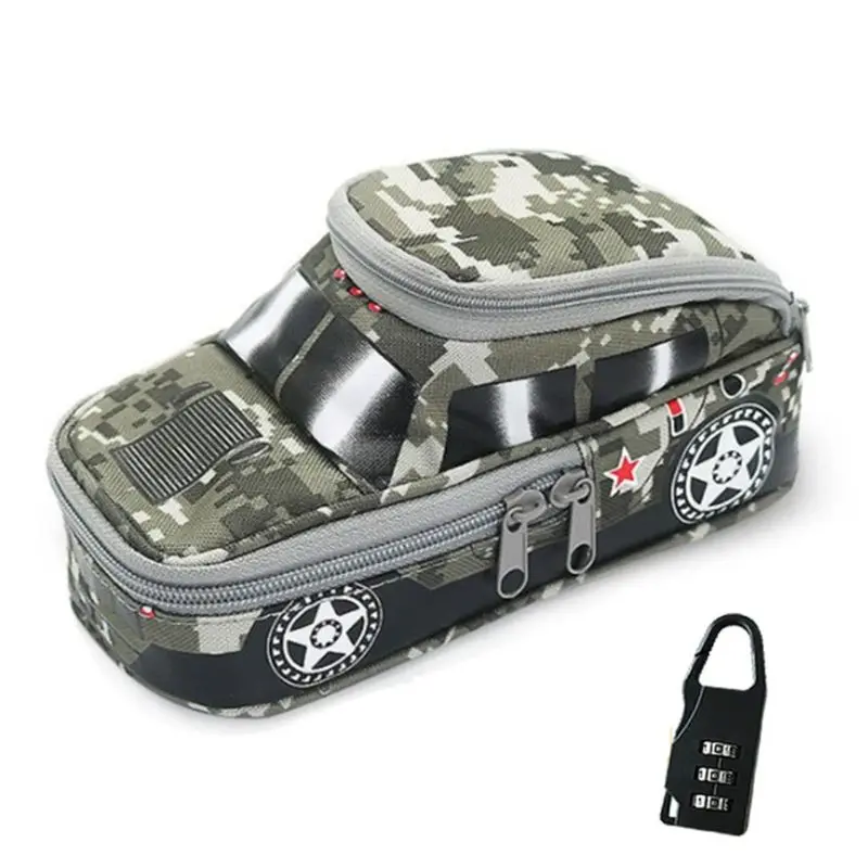 

Vehicle Pen Pouch Bag With Combination Lock Pencil Case Double Zipper For Boys LX9A
