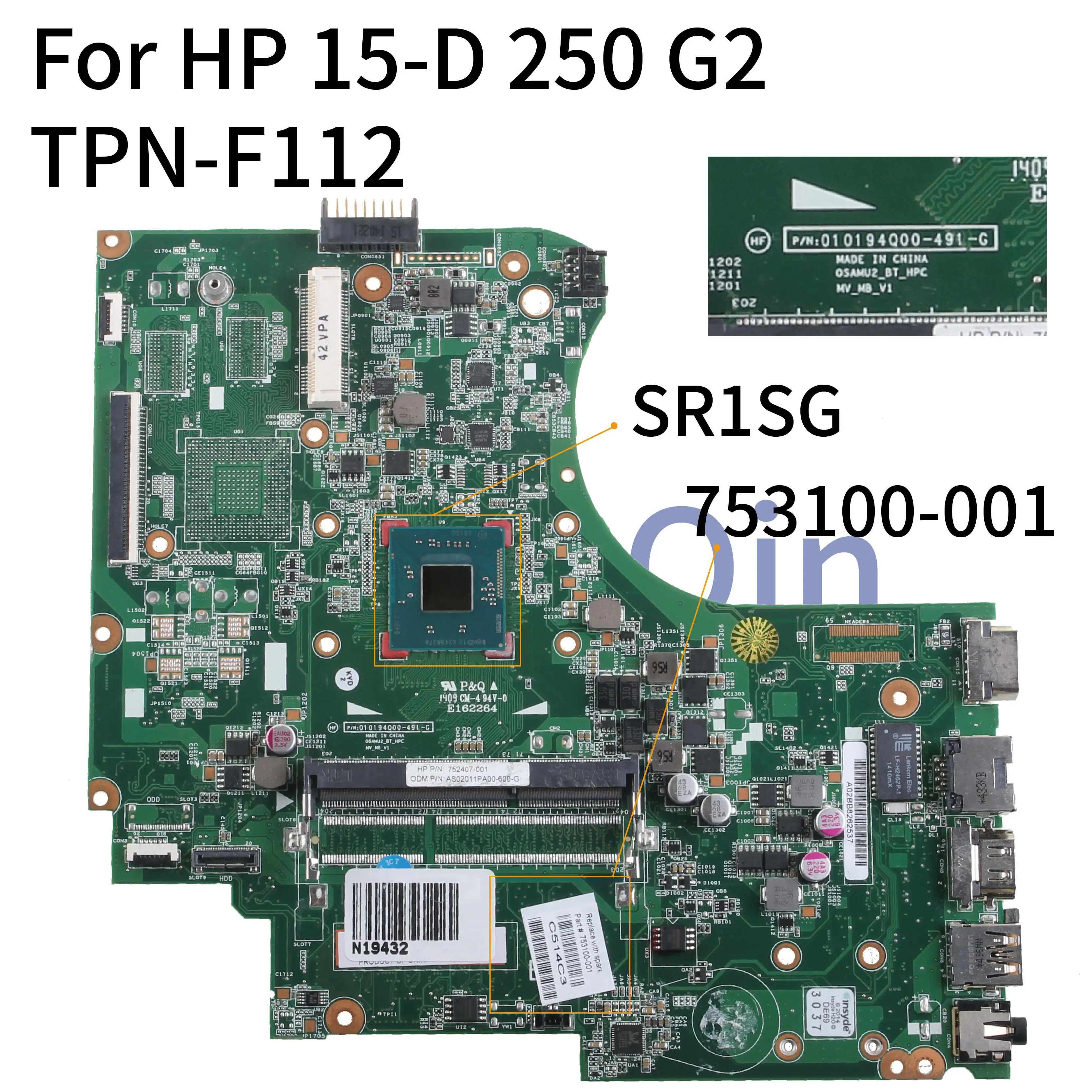KoCoQin материнская плата для ноутбука hp 15 D 250 G2 TPN F112 Core N2820 753100 001 501 010194000 491