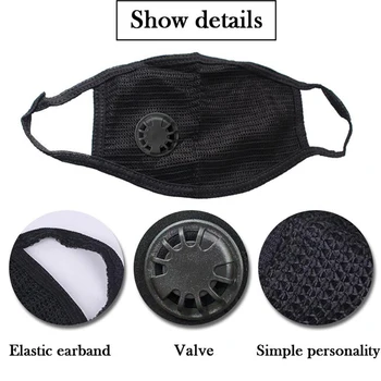 

Anti Dust Masks Cotton PM2.5 Black Mouth Mask Activated Carbon Filter Windproof Mouth-muffle Bacteria Proof Flu Face Masks Care