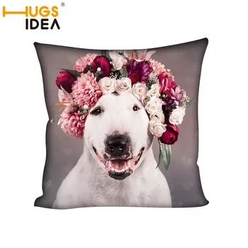 

HUGSIDEA Cute Bull Terrier Print Cushion Cover Cotton Throw Pillow Cover Decorative Home Sofa Chair Seat Pillowcase