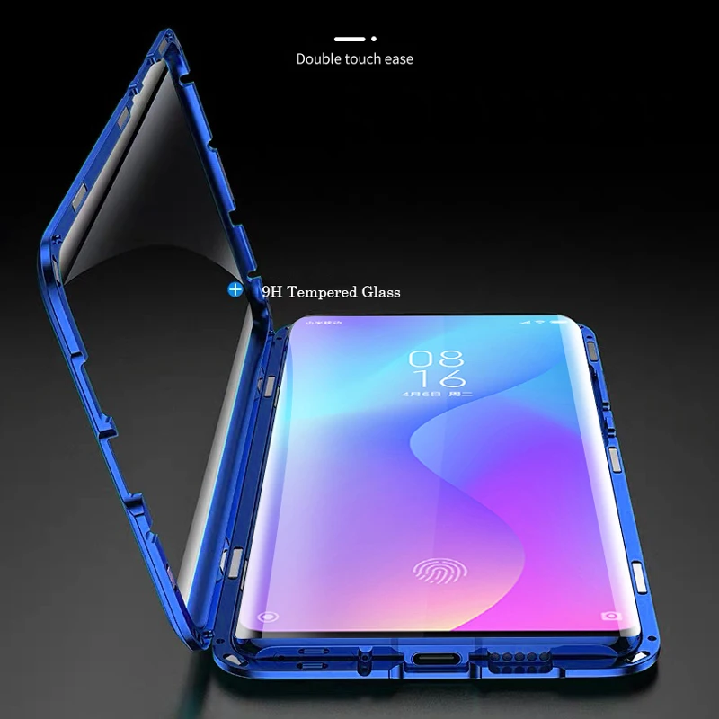 

Magnetic Adsorption Metal Phone Case For Xiaomi Redmi Note 7 8 Pro Double Sided Glass Magnet Cover For Redmi Mi K20 9T Pro Case