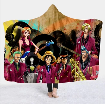 

New anime one piece Cartoon Paintings Blanket Blanket Hooded 3D full printing Wearable Blanket Adult men women Blanket style 028