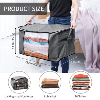 

New 4Pack Storage Bags Clothes Organizer Containers with Strengthen Handle, Anti-Mold Fabric Under-Bed Storage Bags for Comforte