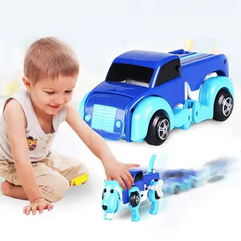 

New Dog Dinosaur Car Transformer Transform Auto Cute Cool Boy Girl Toy Gift Blue