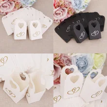 Упаковка из 100 шт маленькие бумажные упаковки для конфет Свадебная бонбоньерка сувениры напечатаны Двойное сердце