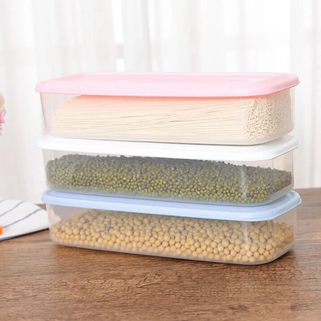 Food Plastic Box Noodle Grain Storage Box Kitchen Refrigerator Transparent Food Container 29x12x7cm Storage Box transparent