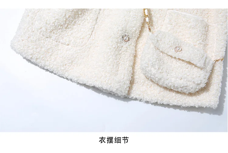 AIBEILING Wool short coat fashion baby collar single breasted tricolor coat Satchel