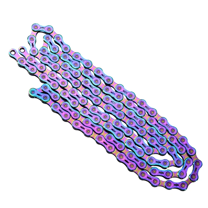 Top SUMC Bike Chain Colorful Bicycle Chain 10/11/12 Speed Ultralight Semi-hollow Chain Rainbow Chain w/ Magic Buckle 1