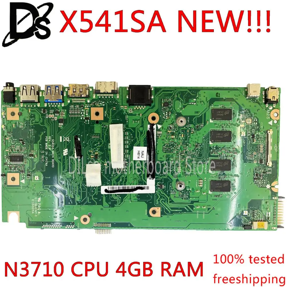  KEFU X541SA motherboard REV2.0 fit For ASUS X541SA X541S dual-core N3710 CPU Laptop motherboard 4GB