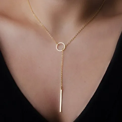 Модное простое короткое металлическое ожерелье с металлическим кольцом золотого/серебряного цвета для женщин круглое ожерелье женские ювелирные изделия оптом