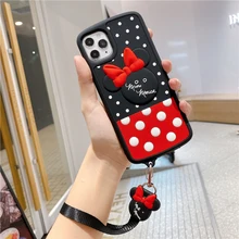 

Cute Phone Cases For iPhone 13 Pro 12 ProMax 11 Xr Xs 7 8 Plus Kawaii Cartoon Mouse Soft Protection Silicone Cover With Strap