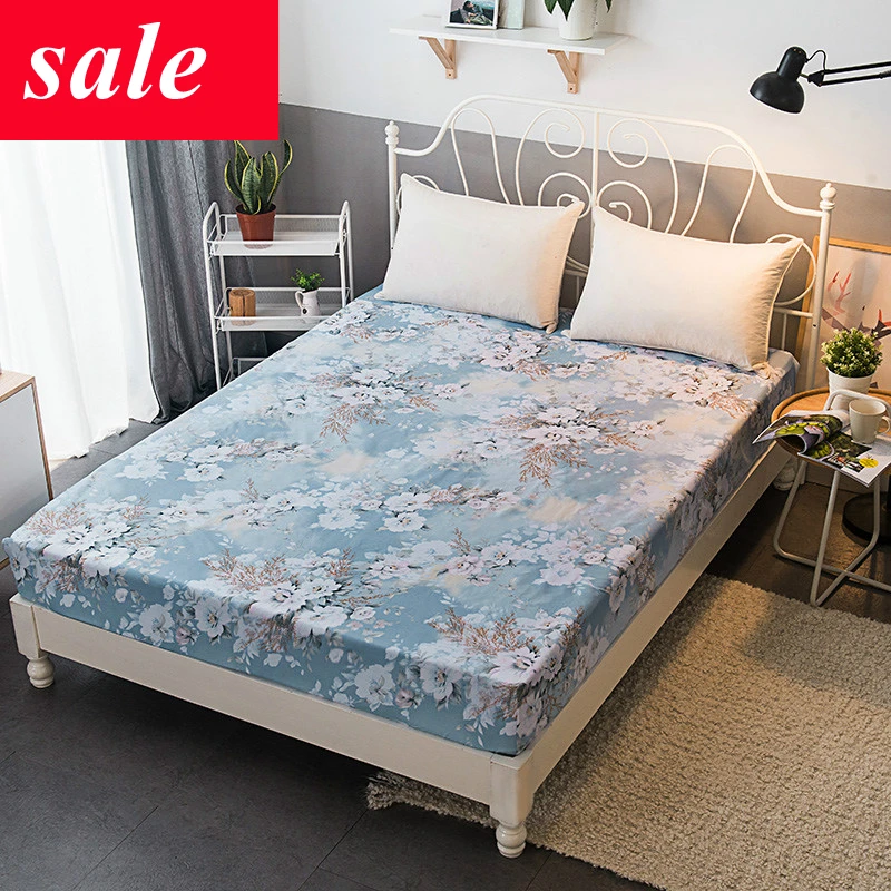 

Bed Sheet Fitted Sheet Set Queen Single Mattress Cover Bed Linen Floral Print Solid Grey 90/160*200cm Clearance Sale