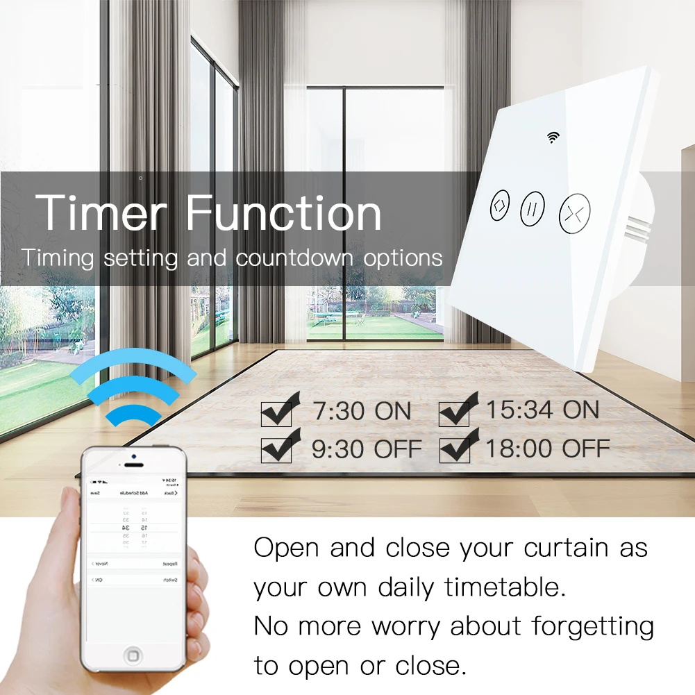 RF WiFi Smart Touch шторы переключатель роликовой шторки Tuya Smart Life App пульт дистанционного управления, работа с Alexa Echo Google Home