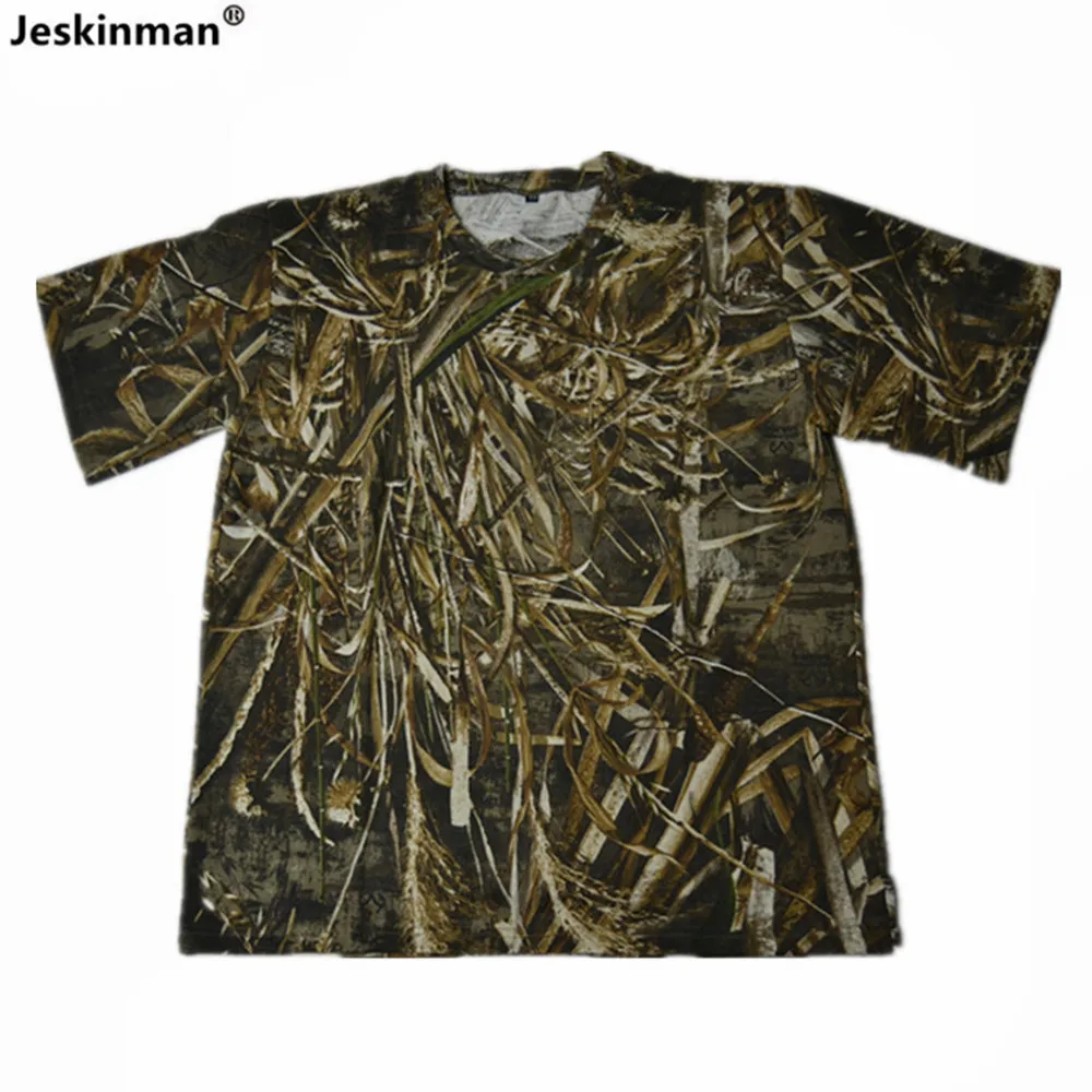 Outdoor Cotton Comfortable Bionic Camouflage Hunting Fishing Summer Short-Sleeve T-Shirt Casual Loose Climbing Camping Shirt combat shirts,men outdoor jacket,camouflage hoodie,combat suit