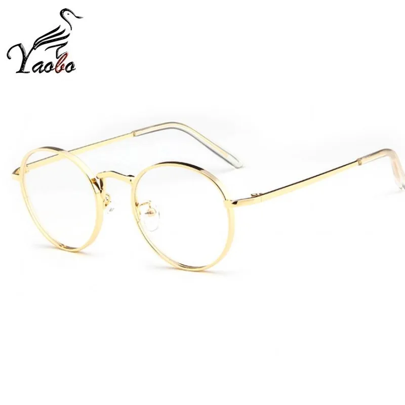 Oval Runde Gläser Schmal Metallrahmen Durchsichtige Linse Mode Brille 
