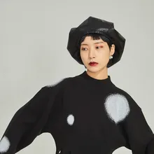 Женские черные раздельные шляпы из искусственной кожи для рыбалки, Круглый купол, темперамент, мода, весна-осень 1475