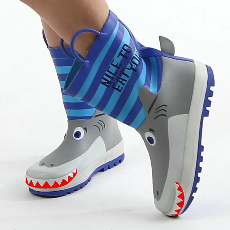 3D shark shape kids children's rain boots rain coat