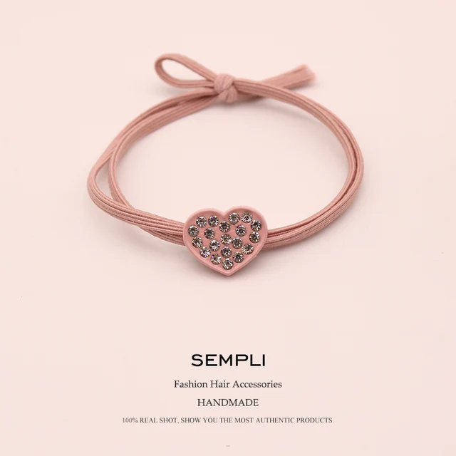 Sempli Pink Color Solid Elastic Hair Bands Love Dog Headband Women Animal Rubber Band Lady Letters Hair Accessories Scrunchie Glitter Love-1