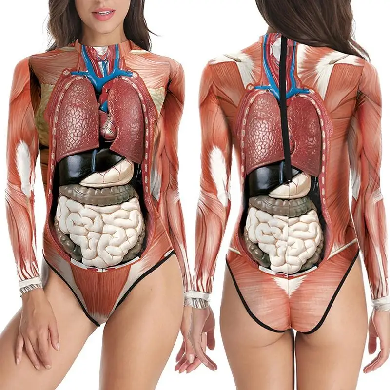 Женская одежда Цельный купальник на Хэллоуин косплей костюм 3D принт орган