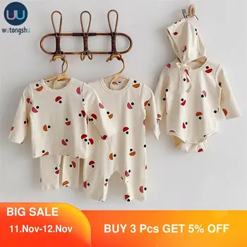 

2 pcs Newborn Baby Girl Boys Clothes Sets Autumn Winter Long Sleeve T-shirt+ Pants+ Rompers Baby Pajamas Infant Clothing Outfits