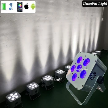 

4pcs led flat par wireless wifi 6x18w rgbwauv 6in1 led par wall washer light with battery