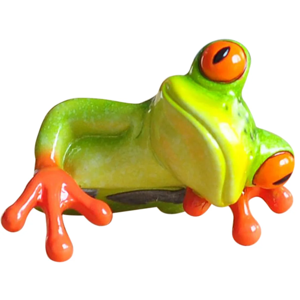 3D Resin Frogs Figurine Cute Animal Resin Miniatures Craft Home Fairy Garden Ornament Decor Gifts