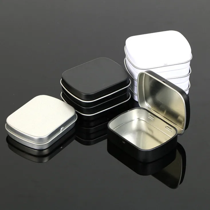 

60x50x17mm mini tin box gift box/jewelry metal box white black rectangle plain metal tin box