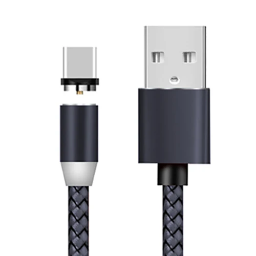 PHOMAX светодиодный магнитный USB 3 в 1 кабель для iPhone X Xs 6 и usb type C кабель и Micro USB нейлоновый Плетеный для samsung S9 Xiaomi USB C - Цвет: Cyan for Type C