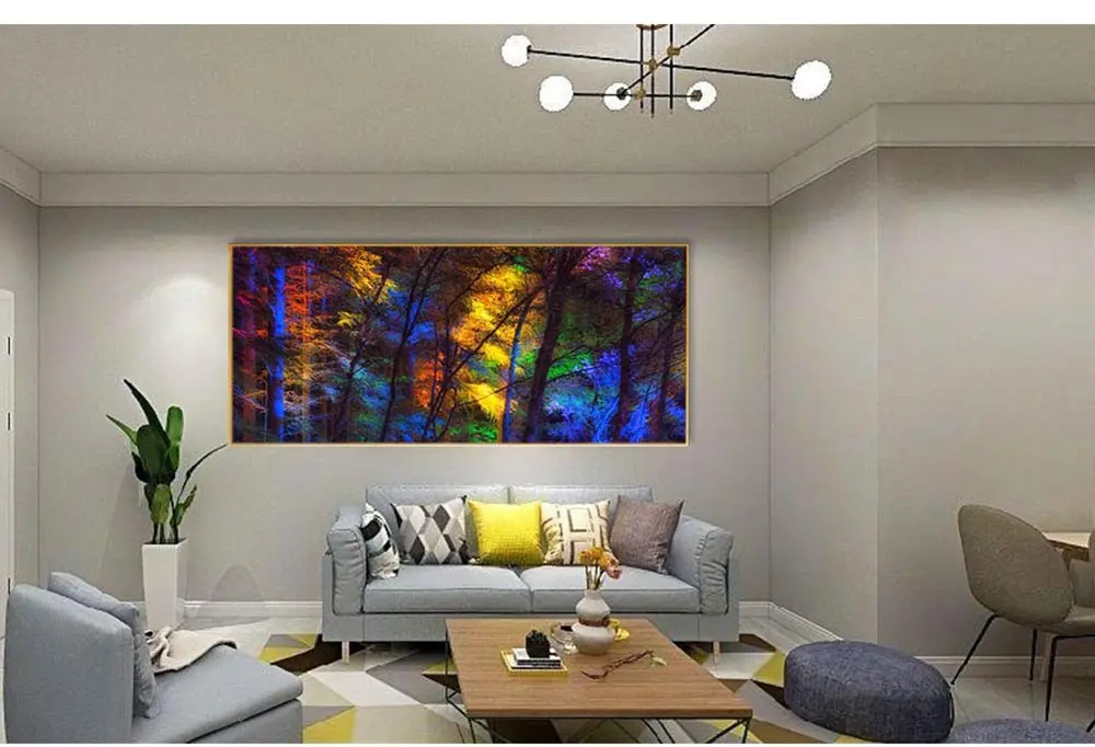 DDHH Wall Art Large Size Colorful Forest Trees Canvas Poster Art Prints Modern For Living Room Home Decorative Picture