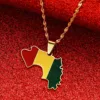 Stainless Steel Guinea Map & Flag Pendant Necklaces for Women Men Jewelry Map Of Guinea Necklaces Guinee 1