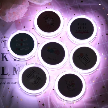 

1PC Double-sided Mini LED Makeup Mirror USB Compact Magnifying Pocket Mirror Chargeable Micro Connect Lip Face Make Up Tools