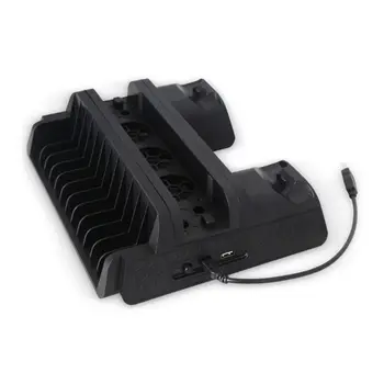

For PS4 Pro/Slim Game Console Vertical Stand Cooling Fan Dual Gaming Controller Charging Dock Station Game Card Storage Holder
