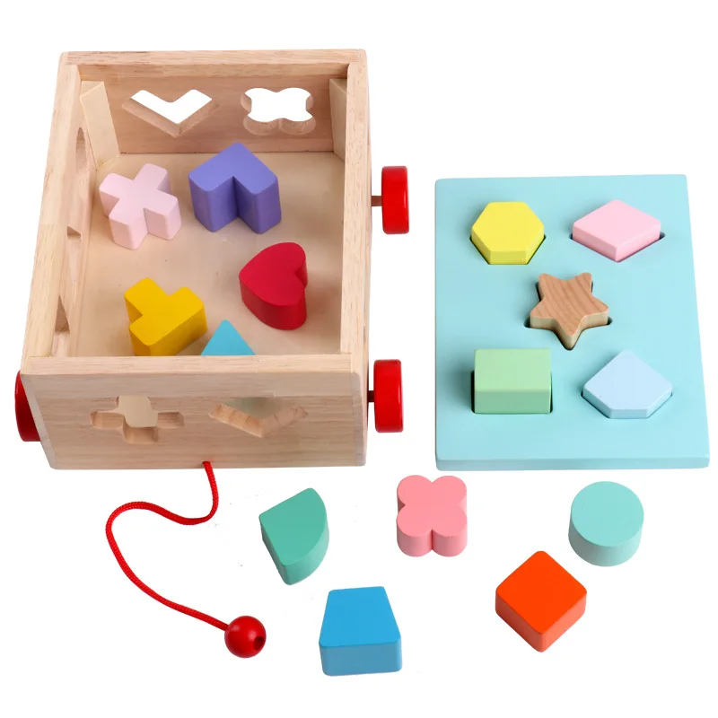 

New Style Macarons Trailer Children Hand-Eye Coordination Educational Early Childhood Toy 15 Hole Intelligence che bao Gift